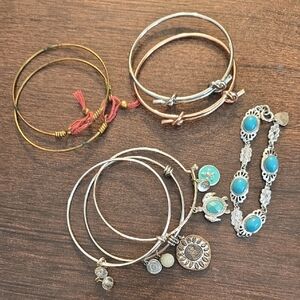 Elegant Silver and Gold Charm Bracelet Set